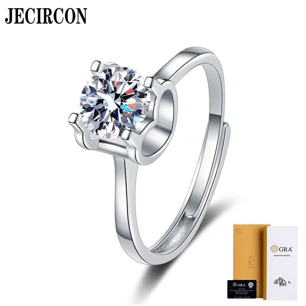 

JECIRCON Moissanite Ring for Women 925 Sterling Silver Love Bull Head Model 1 Carat Platinum Plated Diamond Wedding Band Jewelry