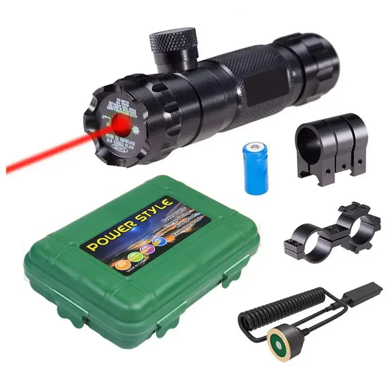 Hunting Green Lase-r Dot Sight Adjustable 532nm Red Lase-r Pointer Rifle Gun Scope Rail Barrel Pressure Switch Mount