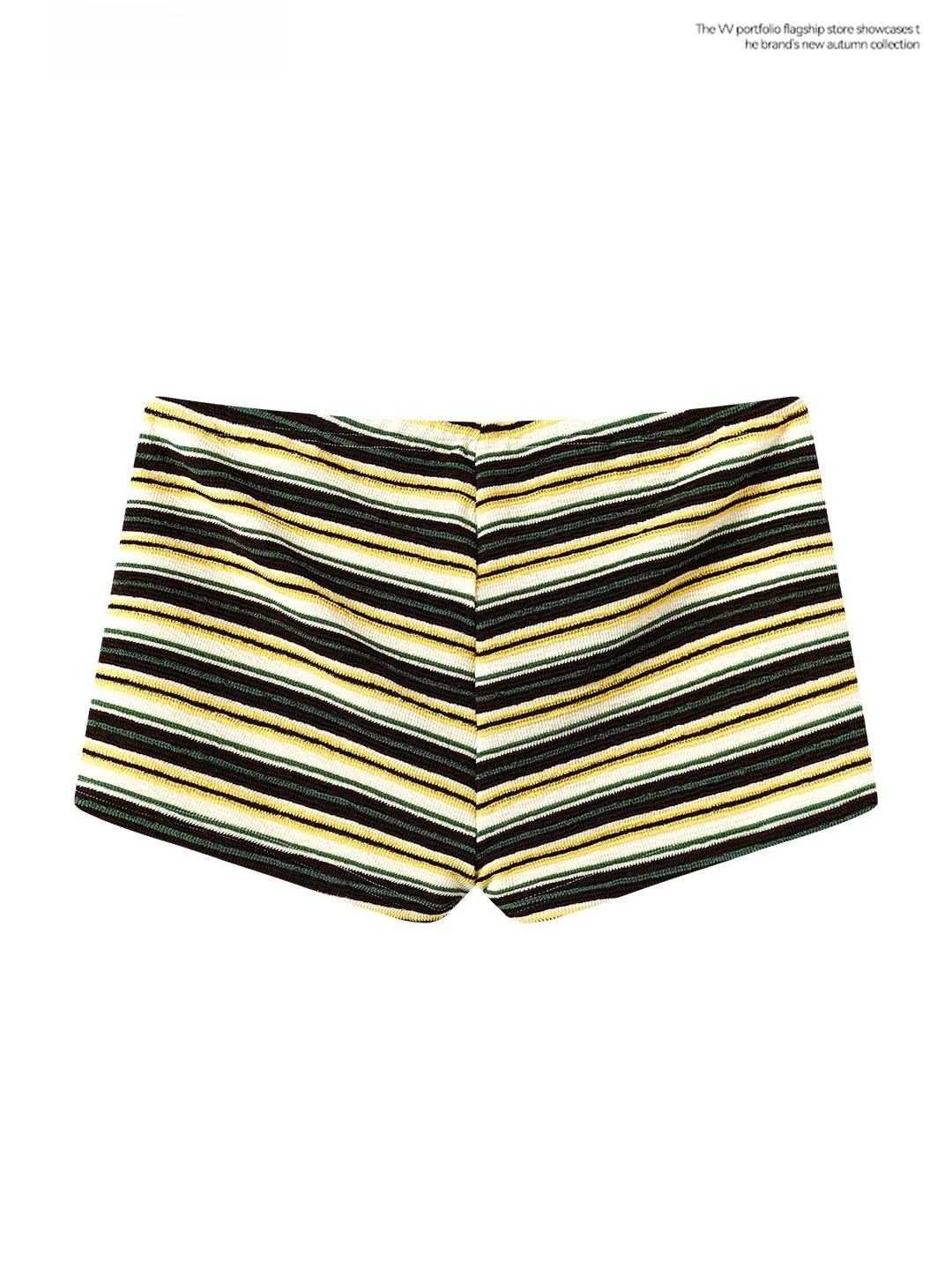 American Style Retro Green Stripes High Waist Short Pants Women's Slimming Sexy Butt Lifting Small Size Pants Commute Style