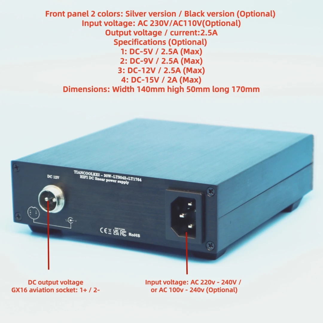 TIANCOOLKEI new 30W-LT3042 -III Ultra-low Noise Linear DC stabilivolt HIFI audio decoder linear power supply OUT DC 12V 9V 5V