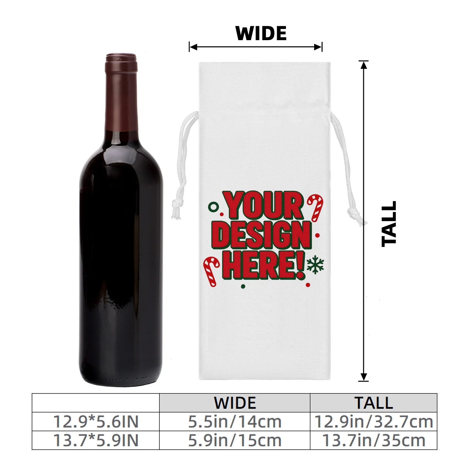 Custom Wine Gift Bag Personalized for Holding Bottles Housewarming Wedding Reusable Burlap with Drawstring Message Canvas