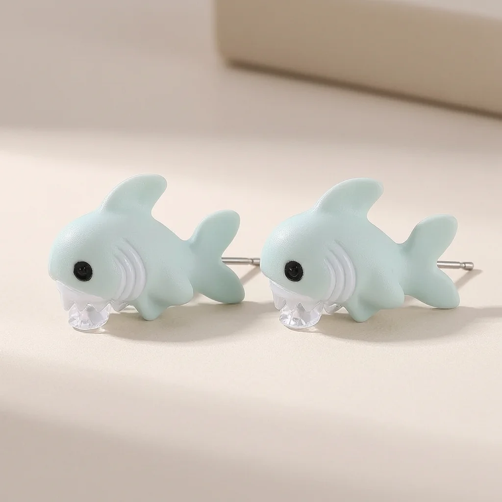 Women'S Fashion Earrings - ต่างหูรูปสัตว์ดินเหนียวสำหรับผู้หญิงแฟชั่นลำลองทำด้วยมือรูปการ์ตูนไดโนเสาร์ลูกสุนัขปลาวาฬ