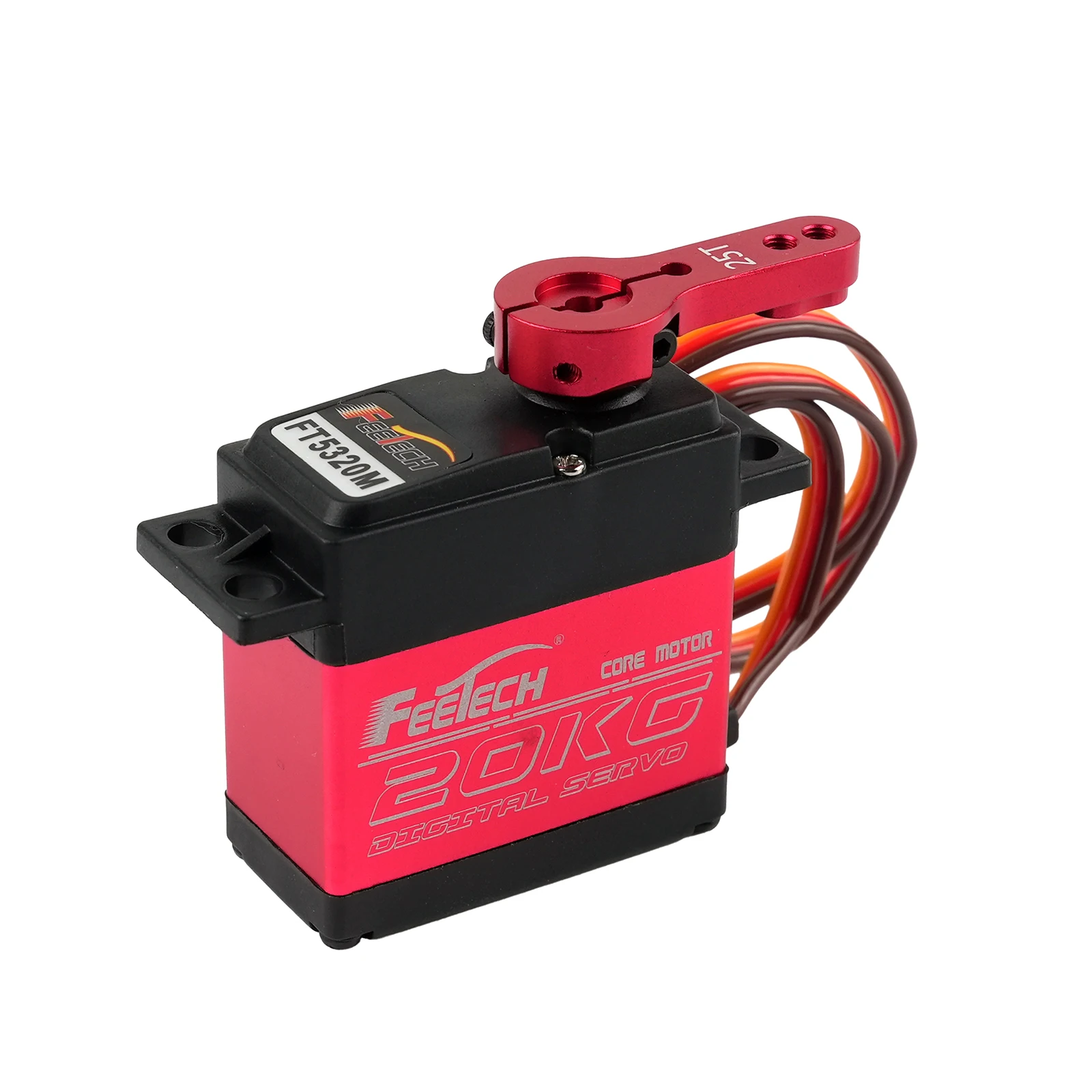 Feetech FT5320M 20KG High Torque Metal Gear Waterproof Digital Servo Motor 180 Degree with 25T Arm for 1/8 1/10 RC Car Boat