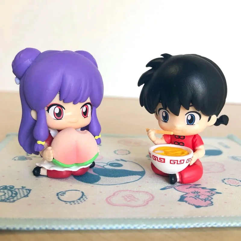 Japanese Genuine Gacha Scale Model Ranma 1/2 Sitting Position Ranma Tendou Akane Hibiki Ryoga Action Figure Toys