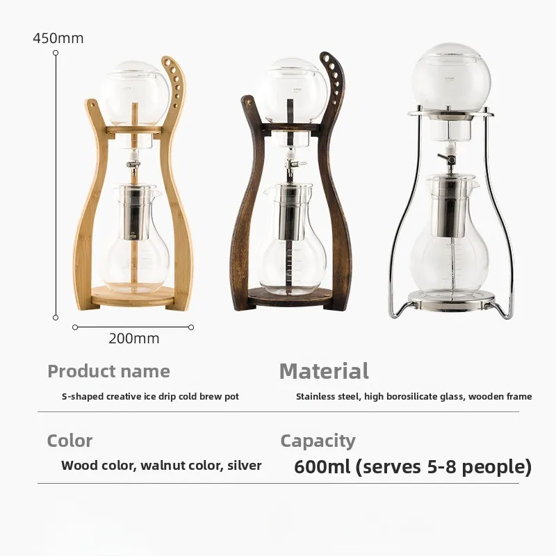 Large Glass Ice Brew Coffee Maker Adjustable Flow Drip Brewer For Shop Household