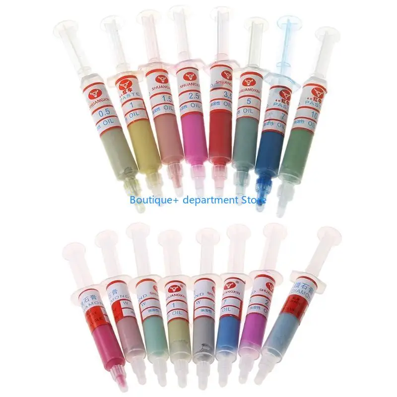 

E1PD 8pcs Diamond Polishing Laping Pastes Составные шприцы устанавливают 0,5-10 микрон инструментов