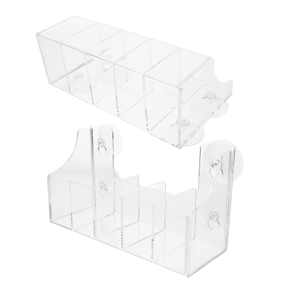 2 Stuks Zuignap Drank Rack Organizer Helder Acryl Koelkast Opslag Plank 5 Compartimenten Houdt Kruidenpotjes Olijfolie Flessen
