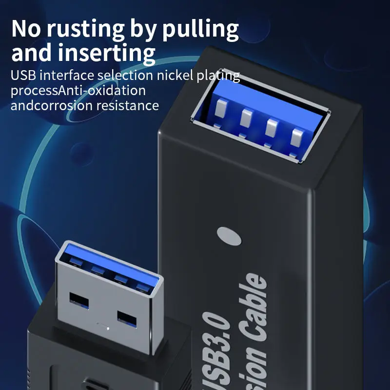 USB3.0 Active Extension Cable USB Female Connection Stable Data Transfer Independent Power Supply Signal Amplifier Chip Cable