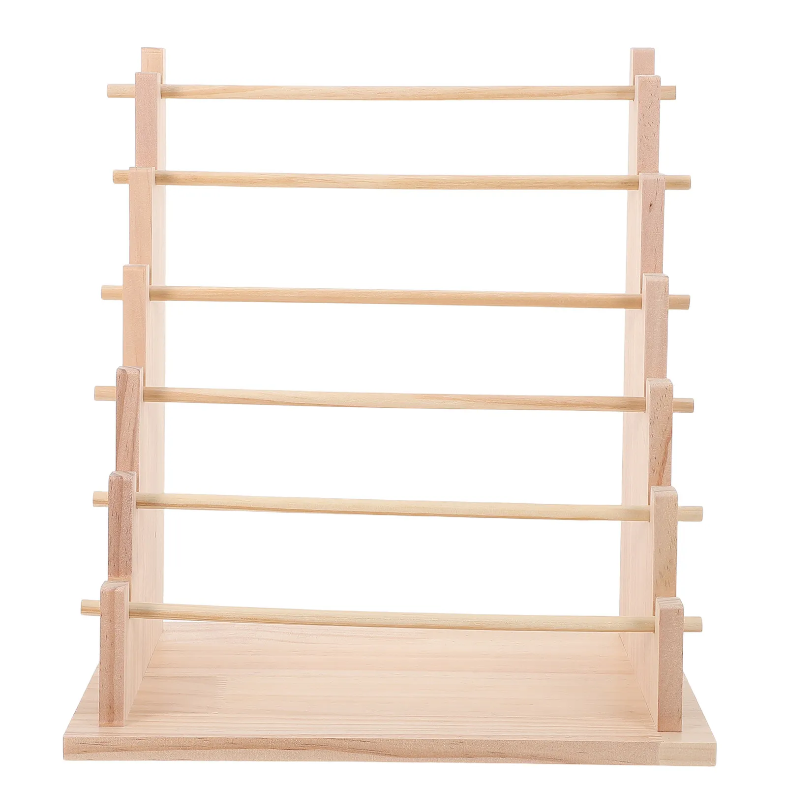 6 Tier Ribbon Storage Rack Wooden Ribbon Holder Organizer Natural Wood Desktop Craft Room Florist Cake Shop Gift Wrap Station