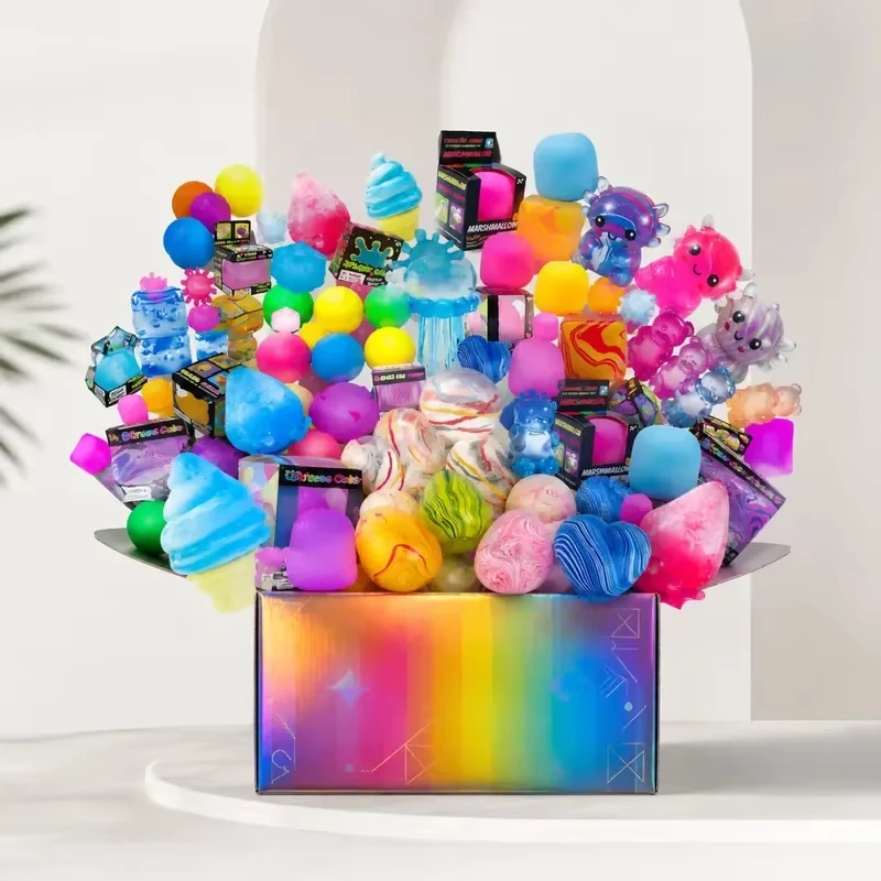 100+ Pieces Assorted Surprise Blind Box Slow Rebound Squeeze Fidget Toy Stress Relief Sensory Play Birthday Party Surprise Gift