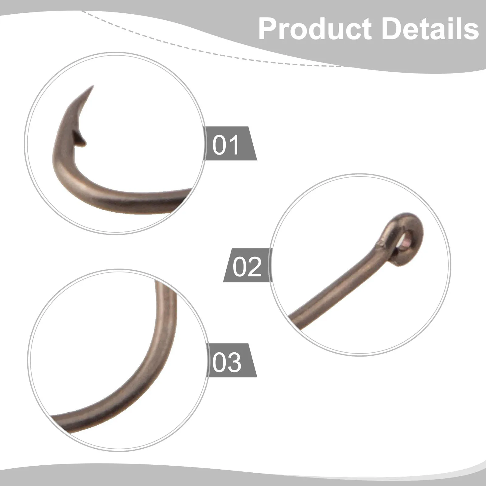 

18*11,2 мм, 17*10,3 мм, 16*9,2 мм, 13*7,6 мм, 10,5*6,8 мм Крючок из высокоуглеродистой стали Долговечный надежный колючий крючок с покрытием из ПТФЭ