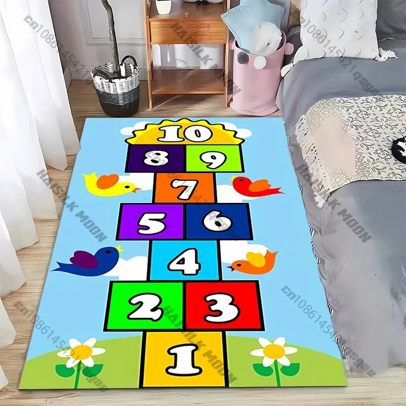 VIKAMA Cartoon Hopscotch Numbers Game Carpet  Living Room Rug Soft Floor Mat Rugs Bathroom Mat Yoga Mat Коврик Home Decor
