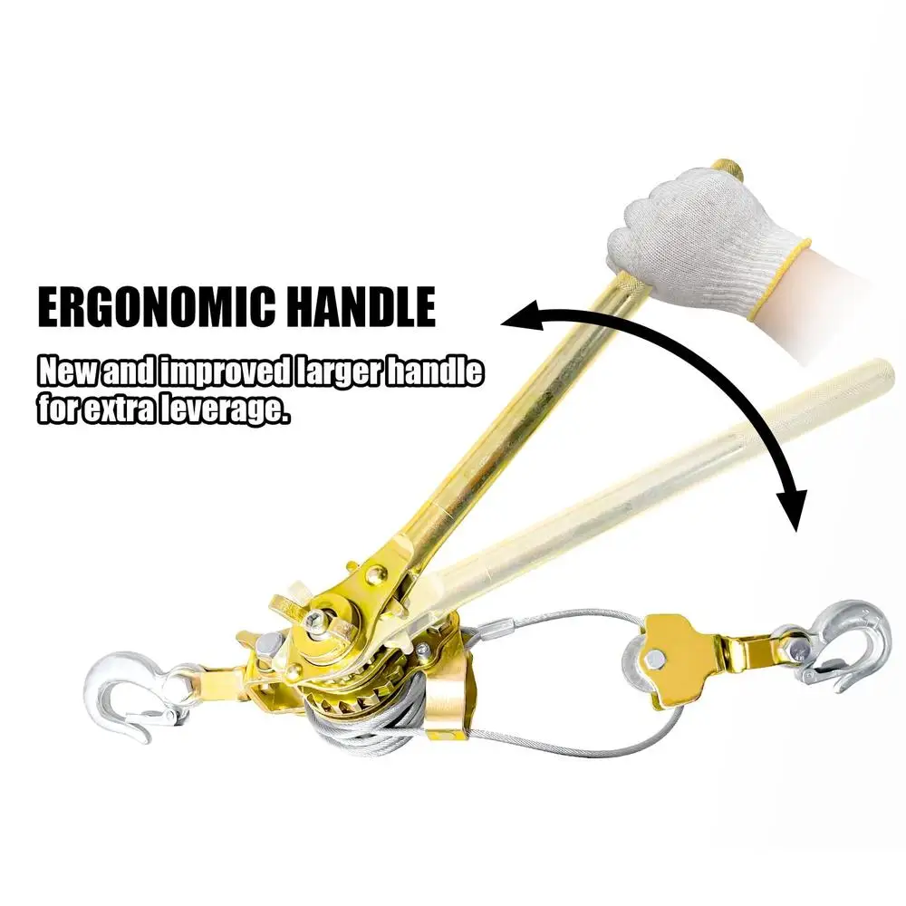 الثقيلة تأتي على طول ونش 2 طن المزدوج والعتاد السلطة بولير 4400LB 6.56Ft كابل اليد رافعة أداة