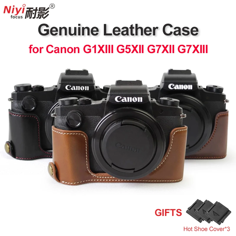 

Genuine Leather Camera Half Case for Canon G7X MarkII G7X MarkIII G5XII G1XIII Bottom Opening Cover Base Protector Retro G7XII