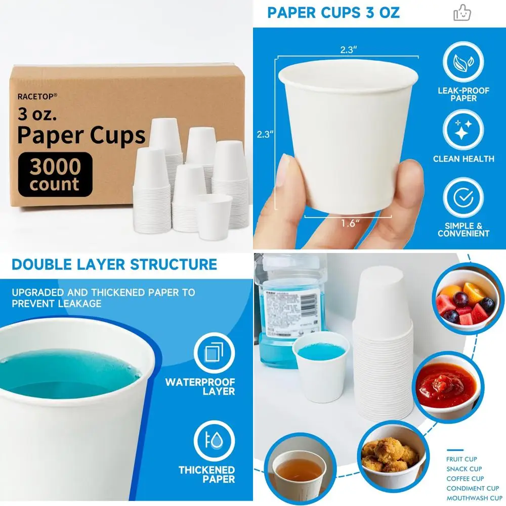 

Disposable Mouthwash Cups, 3 oz Paper Cups for Bathroom Use, Ideal for Parties, Picnics, and Travel