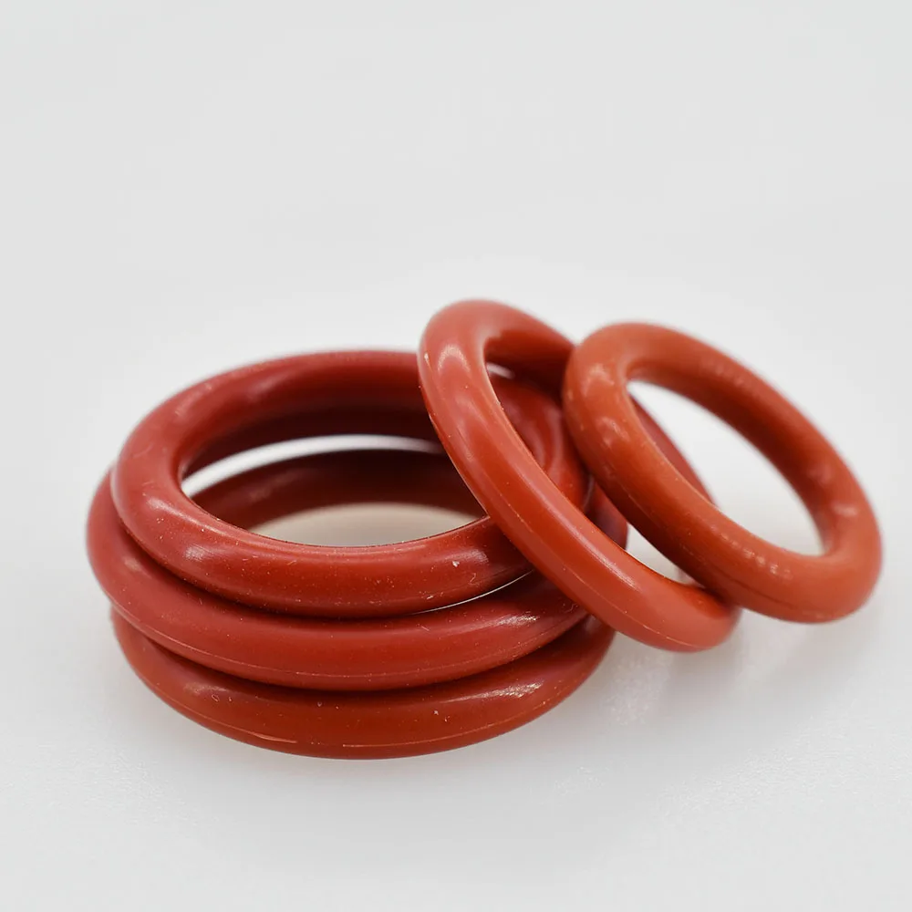 Arandelas de silicona roja para sellado de grado alimenticio, junta tórica, resistente al agua, caucho aislado, anillos de silicona, CS, 1mm, CS, 2mm, CS, 3,1mm, VMQ