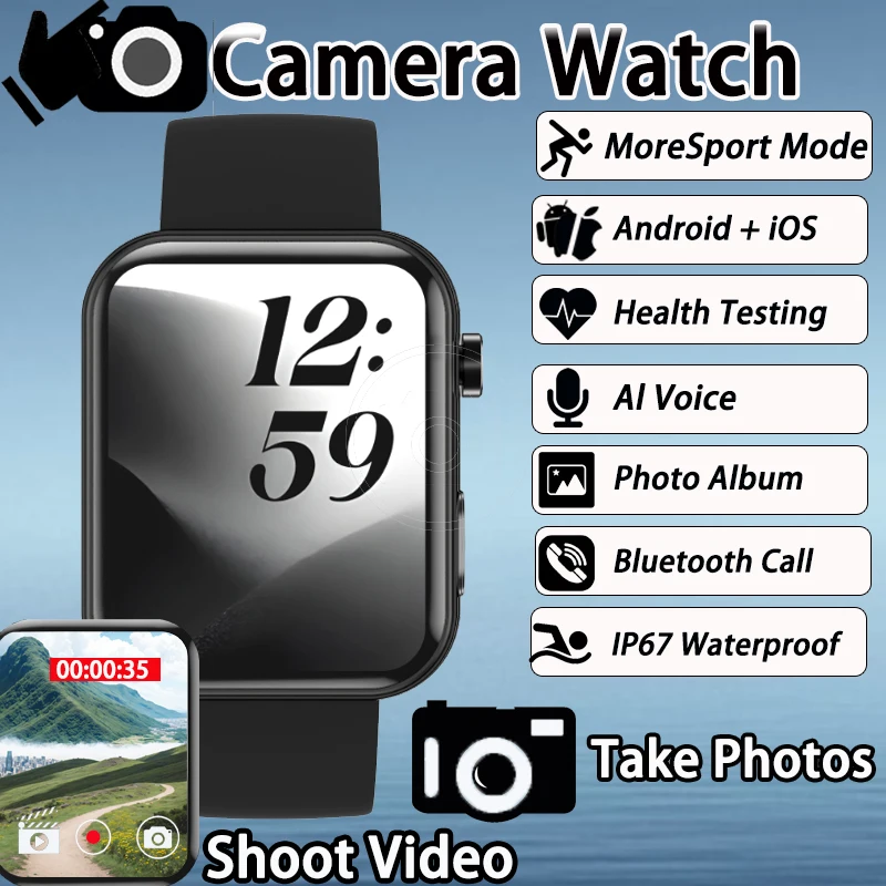 

Новые умные часы с камерой, локальная музыка, съемка фотографий, видео, пульс, спорт, фитнес, IP67, водонепроницаемые, Bluetooth, умные часы с вызовом