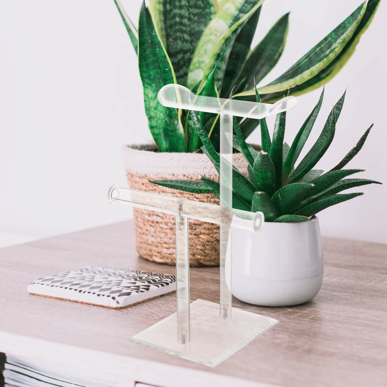 

Acrylic Scrunchies Display Holder 2-Tier Hairband Rack Transparent Headband Organizer for Dressing Table Accessory Storage