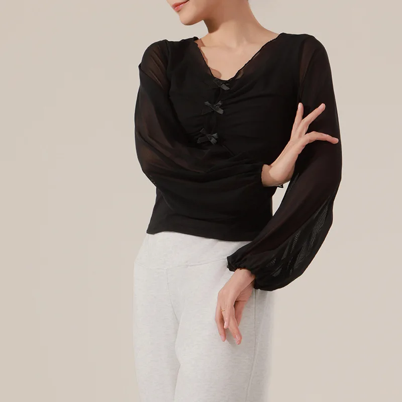 ملابس الرقص الكلاسيكية الرقص الشاش الإناث الجسم قافية أنيقة فانوس الأكمام الرقص الصيني الحديث الجديد وهمية اثنين من القمم الكبار