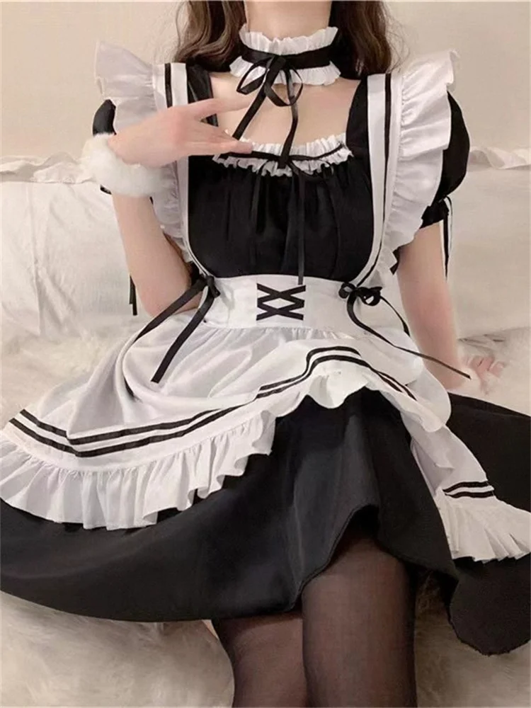 Costumi da cameriera Lolita di alta qualità Costume Cosplay carino nero ragazze donne grembiule francese uniforme giapponese adorabile vestito Anime