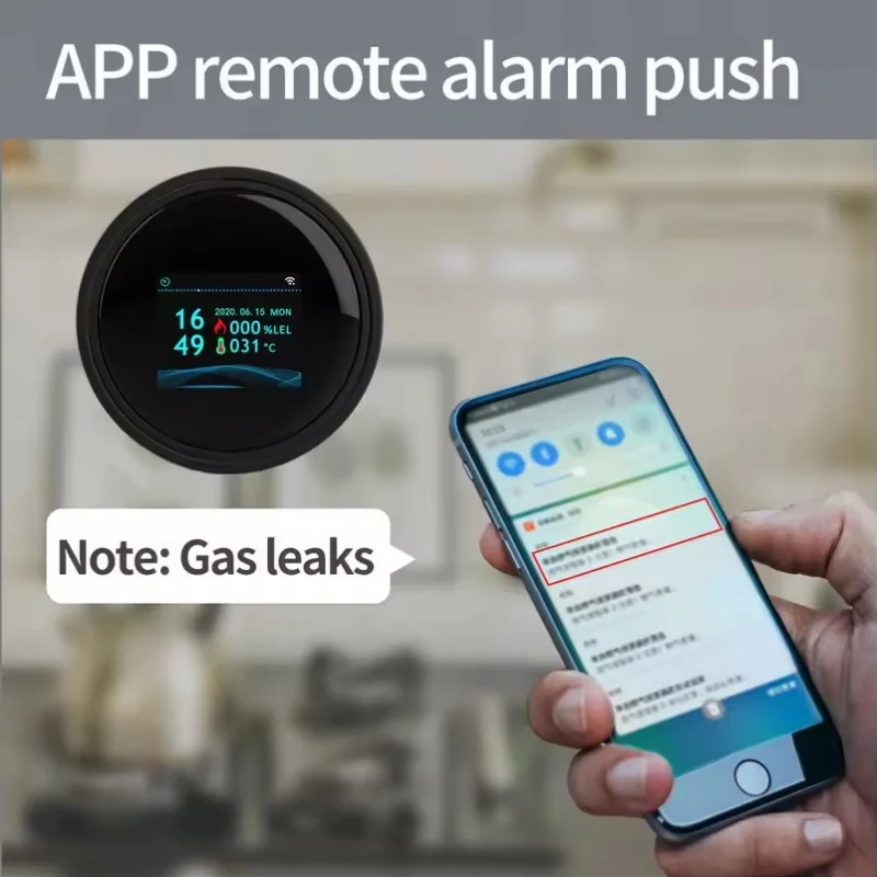 Wifi Natural Gas Sensor Tuya Intelligent Alarm Home Kitchen Gas Leak Detector LCD Display