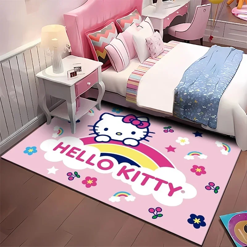 

Sanrio Hello Kitty Carpet Cartoon Pattern Living Room Bedroom Carpets Bedside Floor Mat Kid's Room Cloakroom Play Mat Area Rug