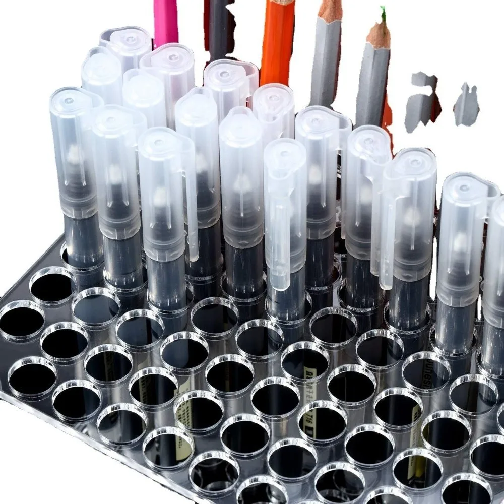 Portable 96 Slots Makeup Brush Holder Clear Transparent Pen Display Stand Acrylic Pencil Organizer For Paint Brushes