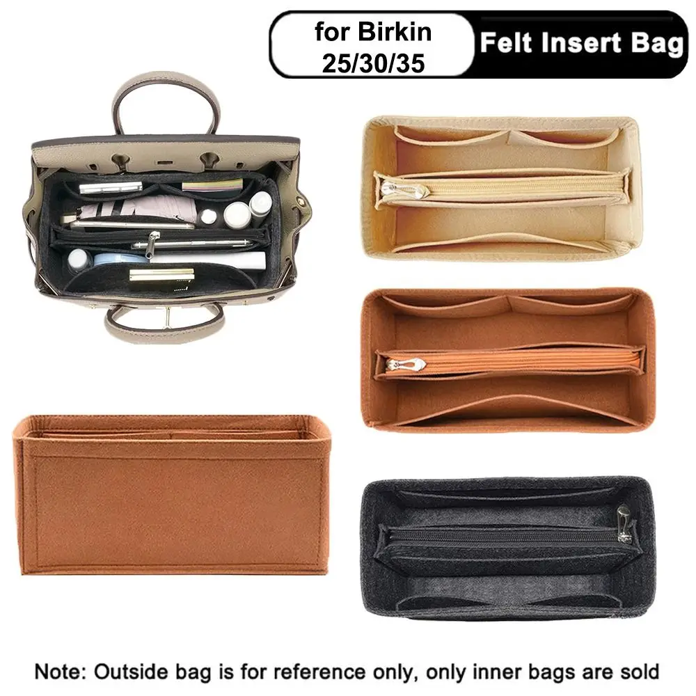 Durable Felt Handbag Insert Bag Multi-Pocket Travel Liner Bag Portable Inner Bag for Birkin25/30/35