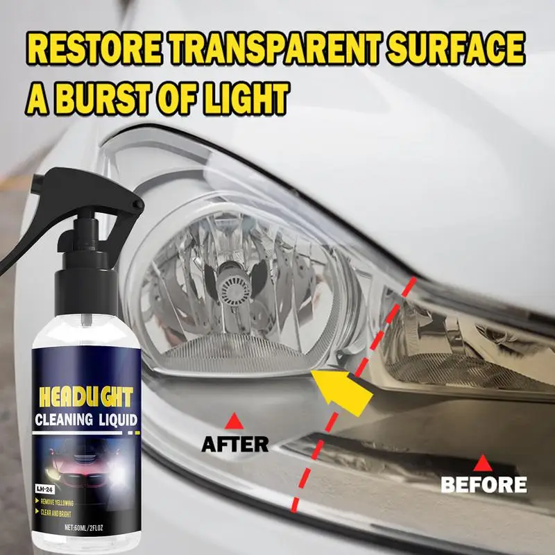 Car Headlight Cleaner 60ml Headlight Repair Polish Car Headlight Liquid For Polishing Restoring Dull Yellow Headlamp