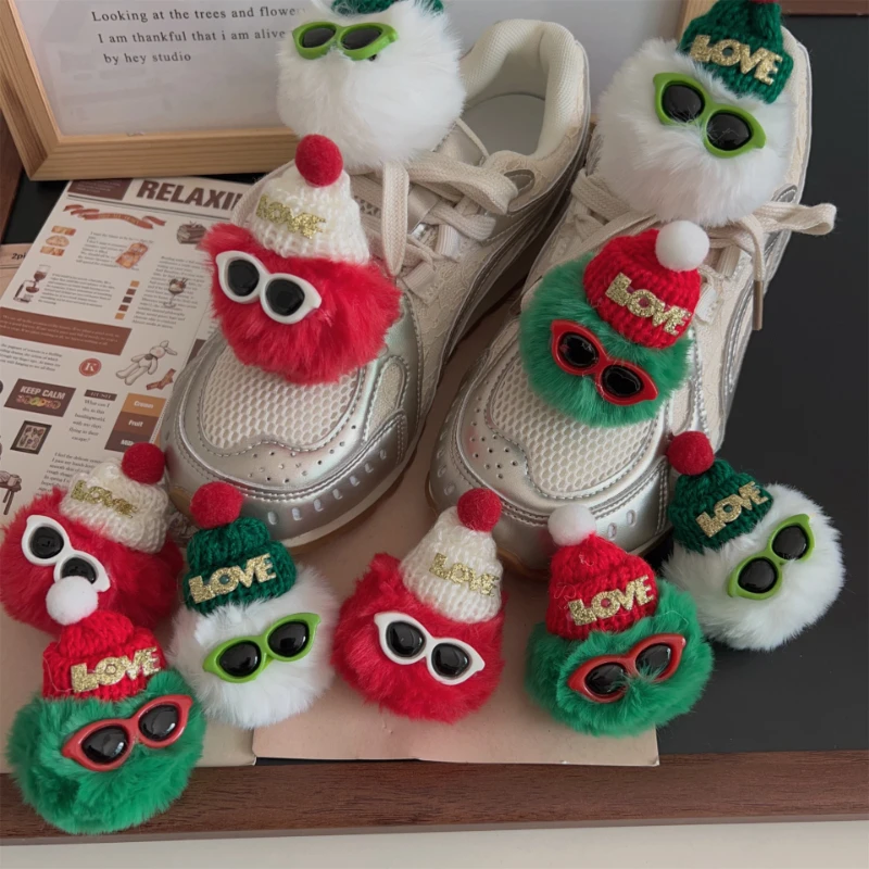 

1Pcs Plush Christmas Hairball Diy Removable Shoe Laces Charms For Sneakers Detachable Plush Accessories And Colorful Pom-Poms