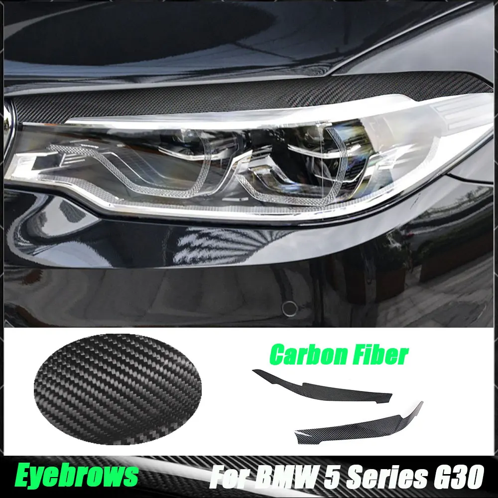

Carbon Fiber Front Headlight Lamp Eyebrow Trim Hood Sticker Exterior Parts For BMW 5 Series G30 G38 530i 540i M550i 2017-2023