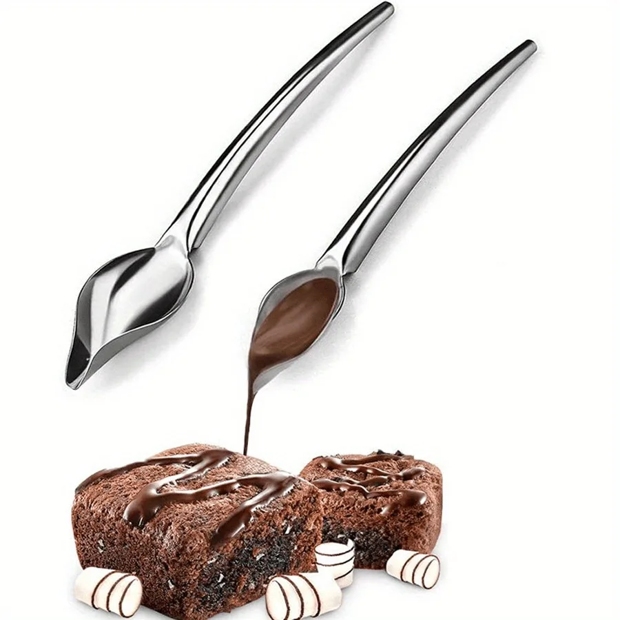 

1Pc Stainless Steel Chocolate Spoon, Elegant Metal Finish, Durable & Easy to Clean, Perfect for Chocolate Mixing