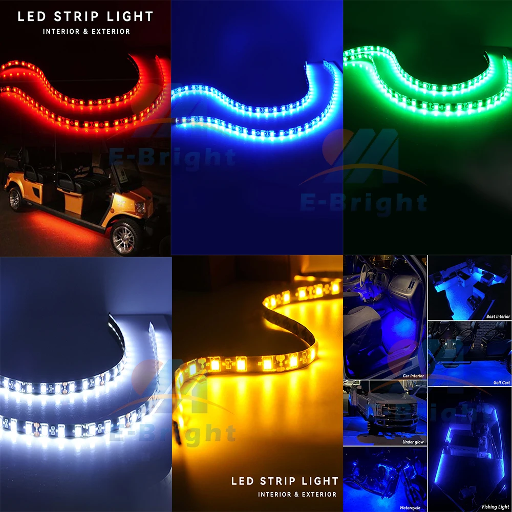 2Pcs 30CM 12inch 45cm 60cm Led Strip Light for Turn Signal DRL Driving Light Car Motorcycle Boat RV Trailer Decorative Light Red