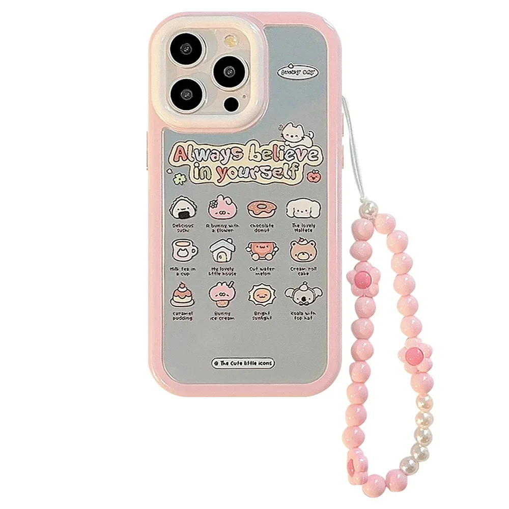 Rosa divertido Koala cachorro conejito oso espejo funda de teléfono para iPhone 16 15 14 13 12 11 Pro Max 16 15 14 Plus funda bonita de dibujos animados