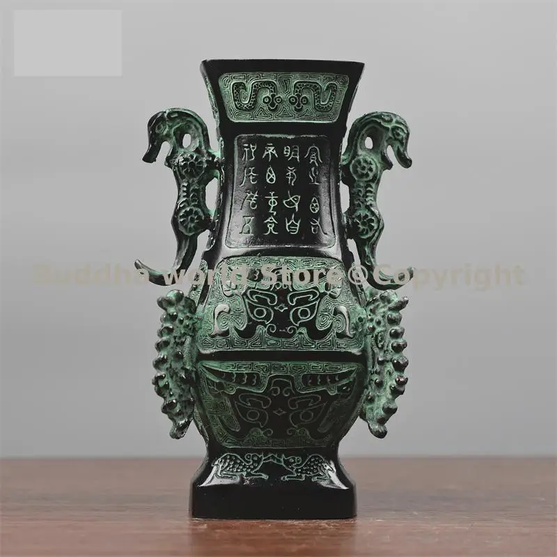 Museum replica Asia TOP art collection Chinese Ancient Royal Dragon Pattern Auspicious old Bronze vase bottle statue