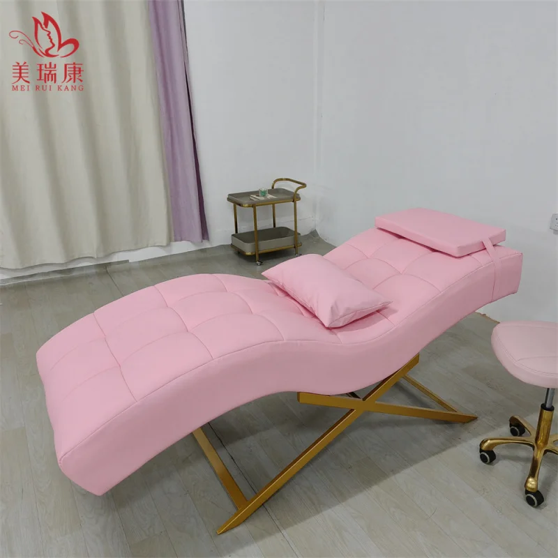 Custom.Luxury الوردي رمش لاش التجميل تمديد السرير الوردي منحني الحاجب Lashista كراسي صالون تجميل طاولة العناية الجمالية