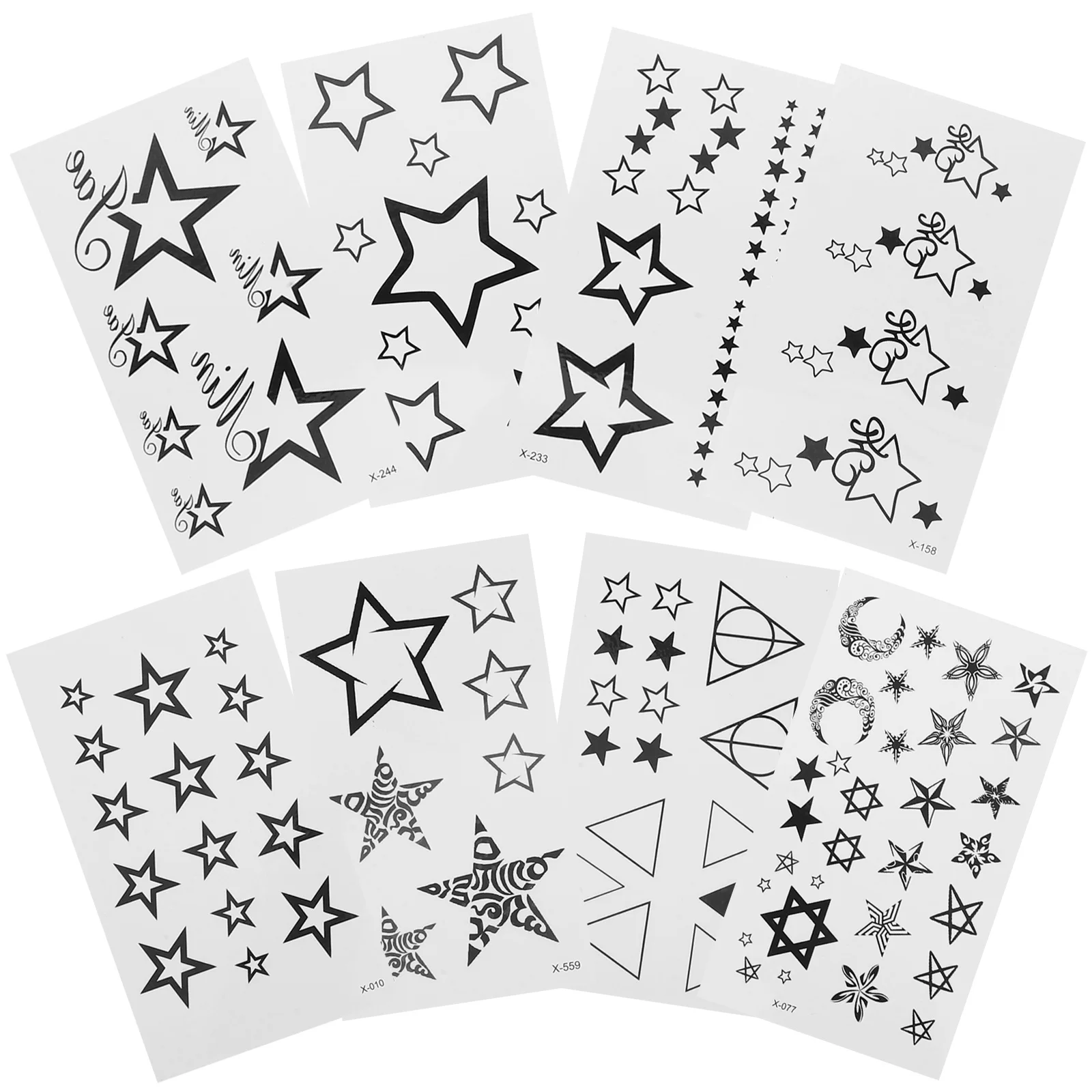 

8 Sheets Temporary Tattoo Sticker Set Black Geometric Pattern Body Stickers Fashionable Trendy Lightweight Portable