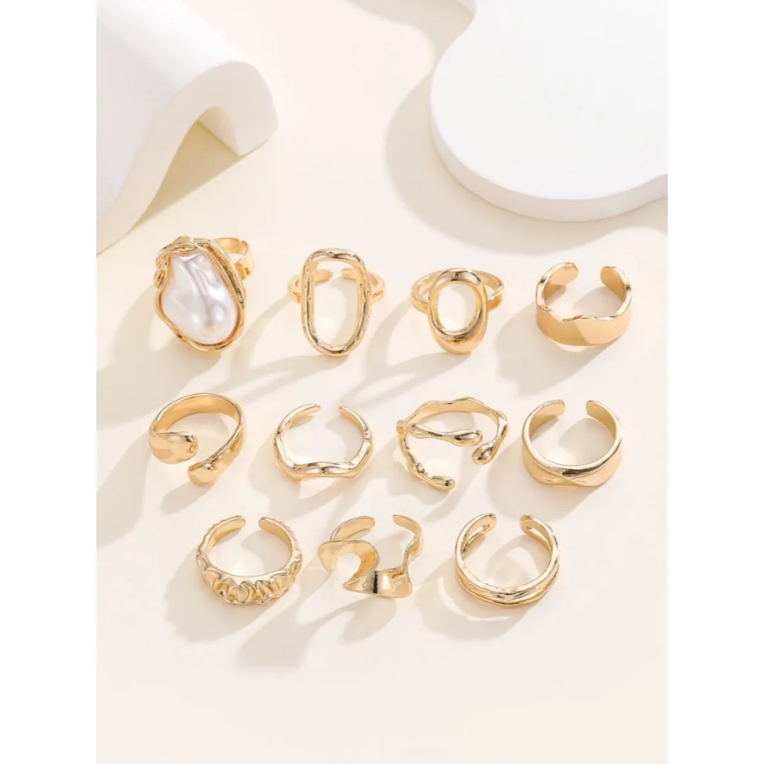 Wide Wave Imitation Pearl Ring Unisex, Neutral Style, Unique Ins Niche Index Finger Accessory, Light Luxury Jewelry