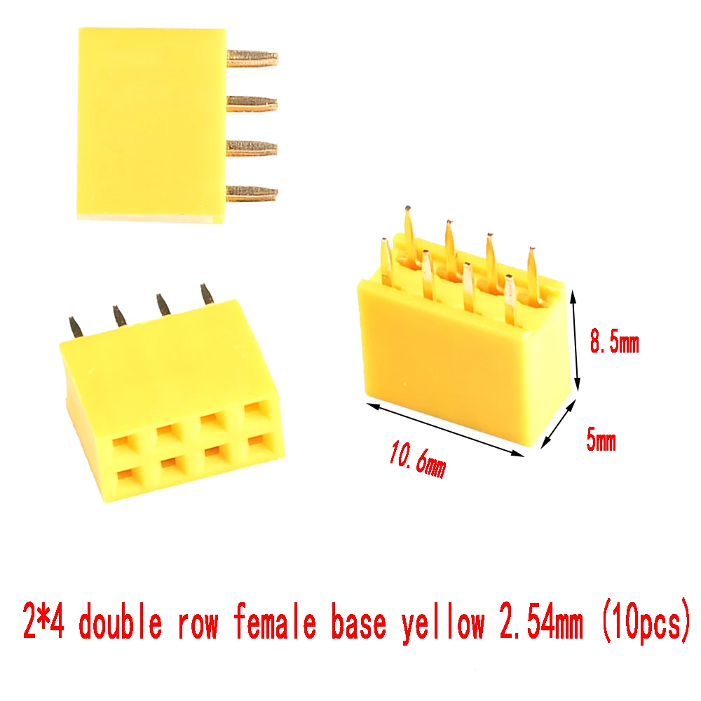 

Color female header 2*4P double row female socket yellow 2.54MM double row straight plug female socket pin header (10 pcs)