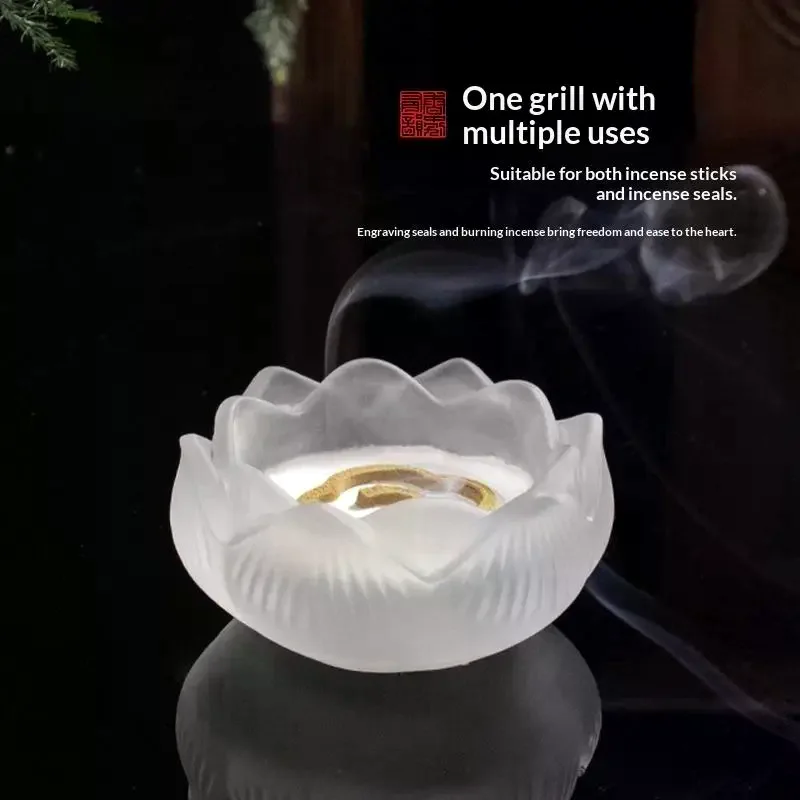 Home Decor Indoor Fragrance Stick Burner Smudging Ceremony Tea Ceremony Zen OrnamentCreative Crystal Glass Lotus Incense Holder