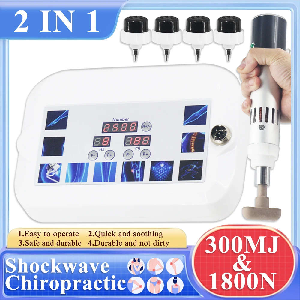 

Аппарат для ударно-волновой терапии 300MJ для лечения ЭД, облегчения боли в плечах и шее, коррекционный пистолет для хиропрактики, массажер 2 в 1 2025