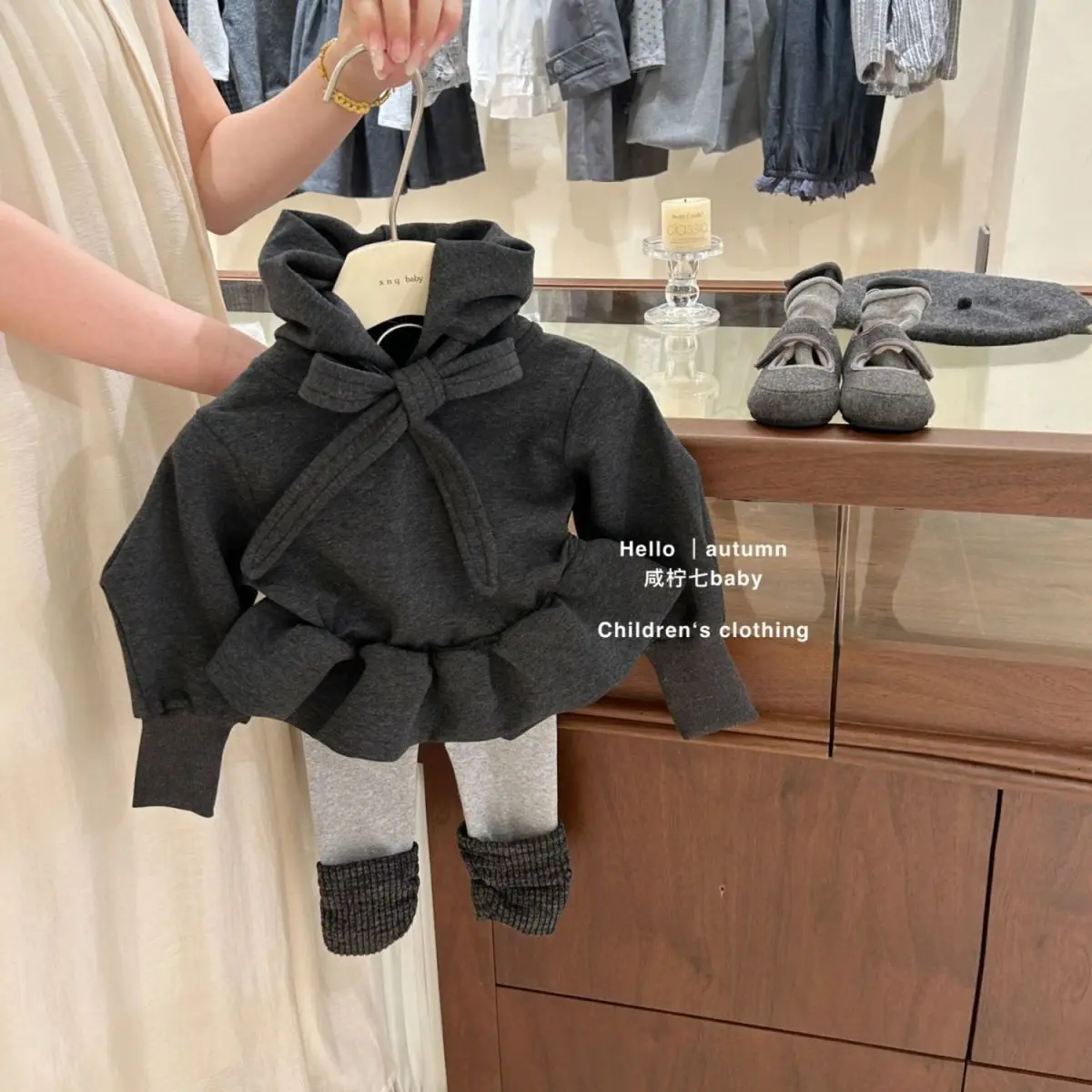 Baby girl autumn set new high-end children's fashion hoodie+leggings 2-piece set