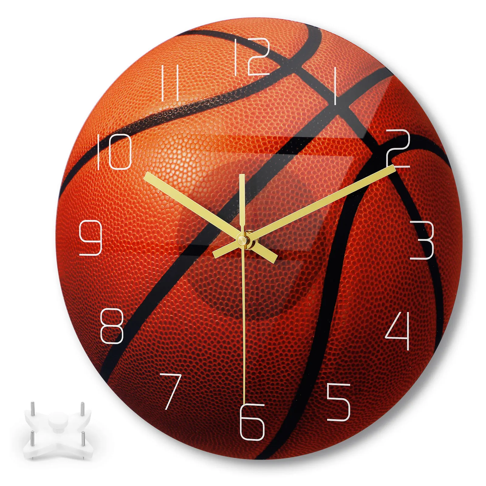 

Basketball Wall Clock Decorative Corner Sports Soccer Clocks for Living Room Indoor Quiet