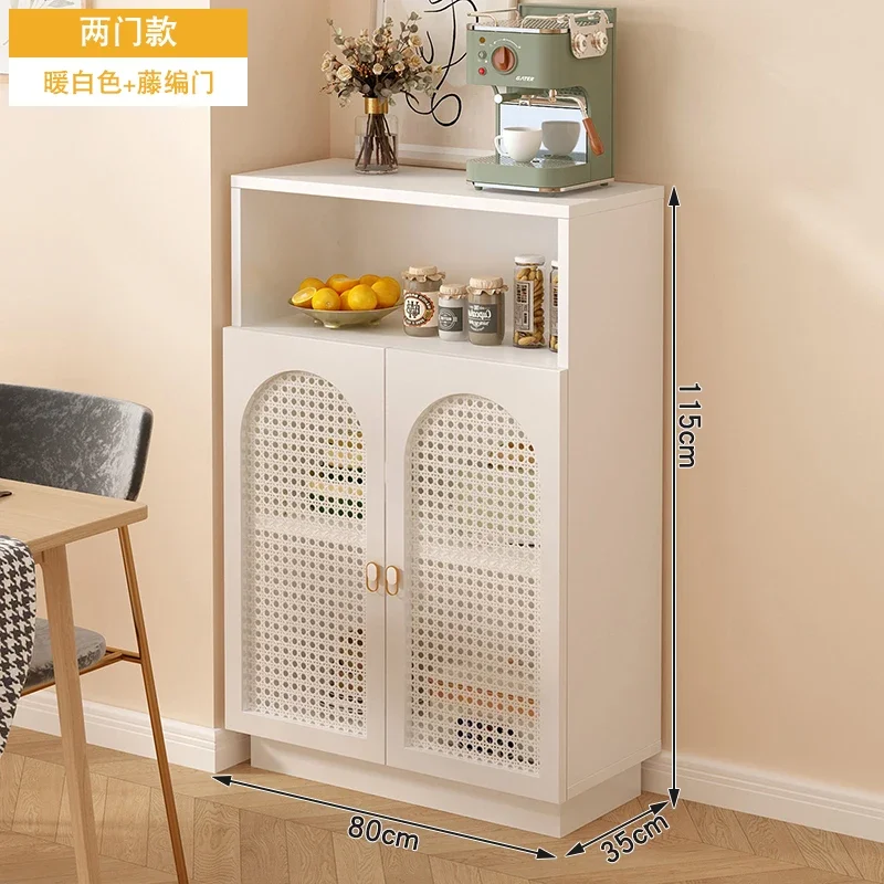 

French Cream Style Solid Wood Sideboard Rattan Simple Storage Cabinet