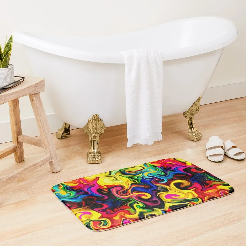 

Abstract Designs: Cute Bright Colorful Rainbow Artwork Pattern Bath Mat Carpet Rug Home Decor Mat