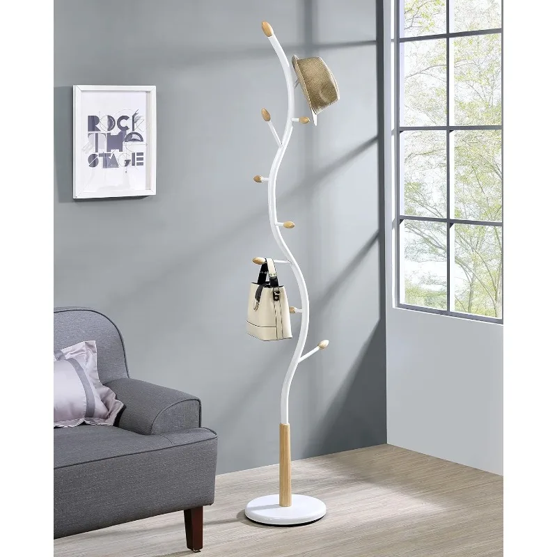 Arles Metal Standing Coat Rack, One Size, White