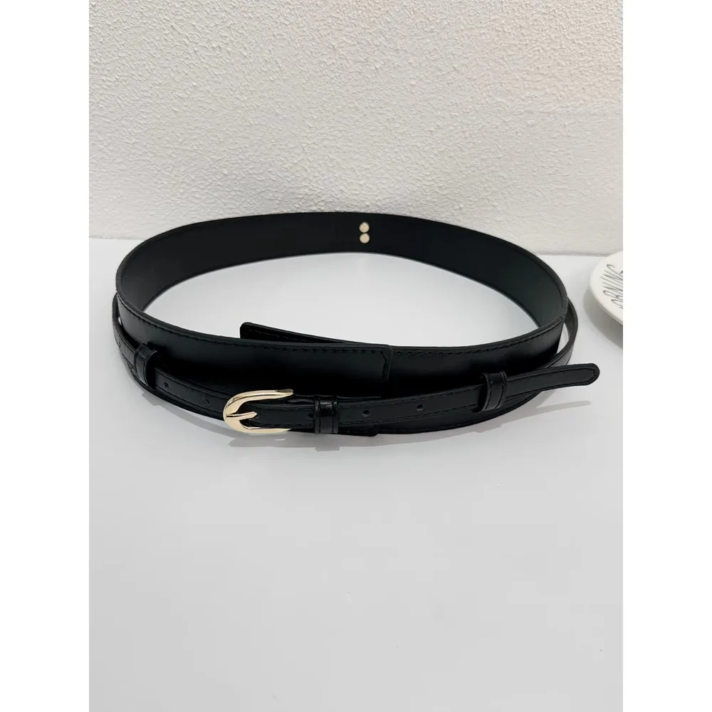 ختم الخصر النسائي الراقية الجديدة لفستان الموضة حزام بسيط أسود