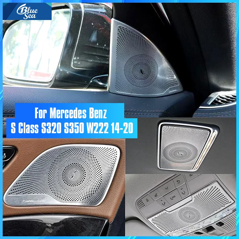 Dla Mercedes Benz S Class S320 S350 W222 14-20 Naklejka na głośnik drzwiowy, osłona głośnika audio, ramka ozdobna, akcesoria.