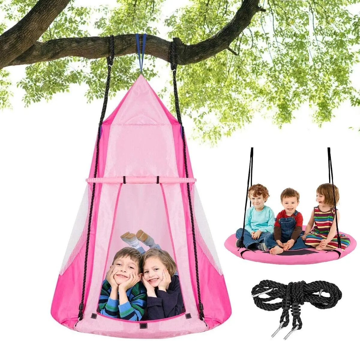 Multicolor Hanging Baby Nest Hammock Swing Playing Tent Flying Saucer Tree Swing With Tent
