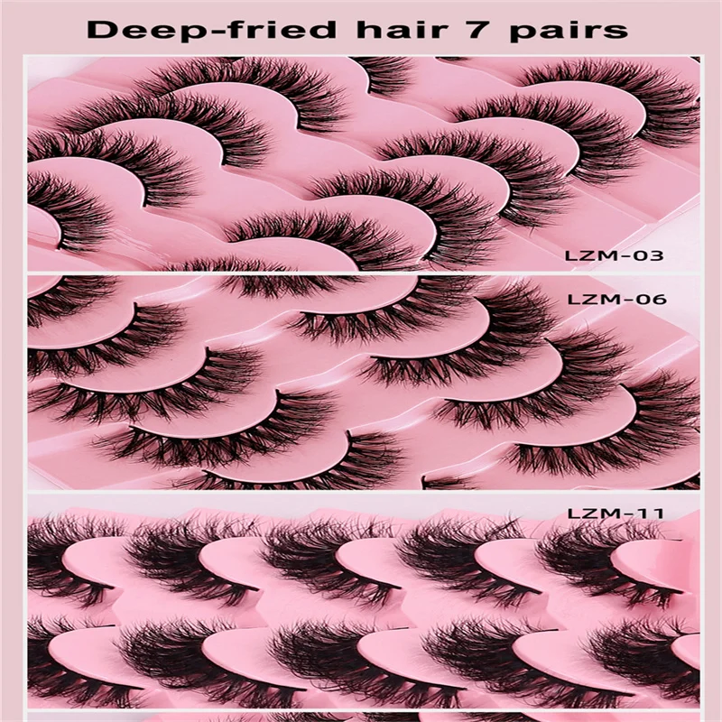 7 Paar natürliche, flauschige 3D-Stereo-Wimpern, leicht und bequem, Frittier-Haarsimulation für einen verbesserten Blick